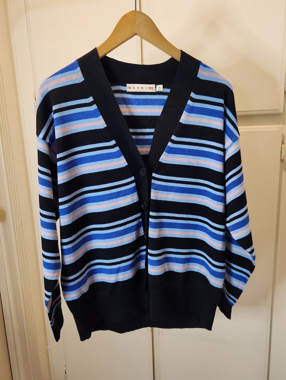 Uniqlo and marni collab blue and pink stripes long cardigan with buttons